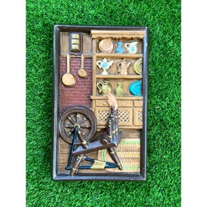 Vintage 3D Hammered Metal Spinning Wheel Wall Plaque - Retro Kitchen Wall Decor